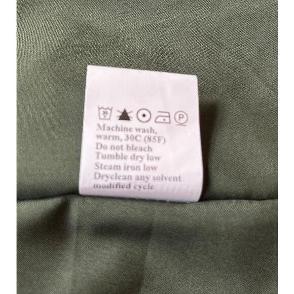 Women's V Neck Short Flutter Sleeve High Waist Dress Dark Green Size L - Picture 8 of 8